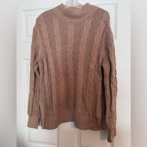 Banana Republic Taupe Cable Knit Turtleneck Sweater